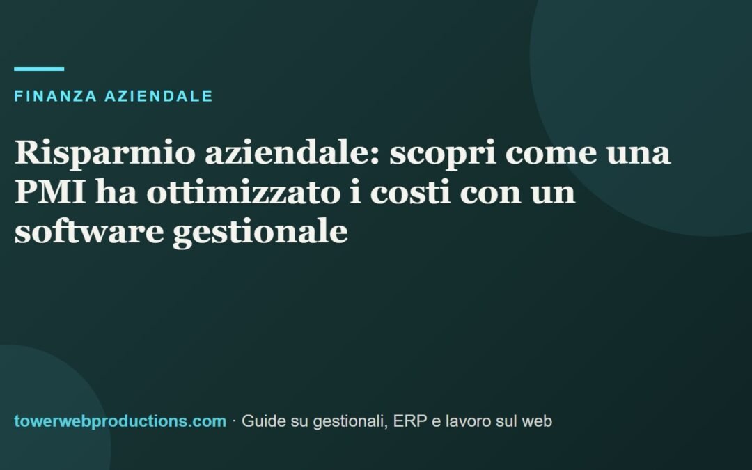 Risparmio aziendale: scopri come una PMI ha ottimizzato i costi con un software gestionale